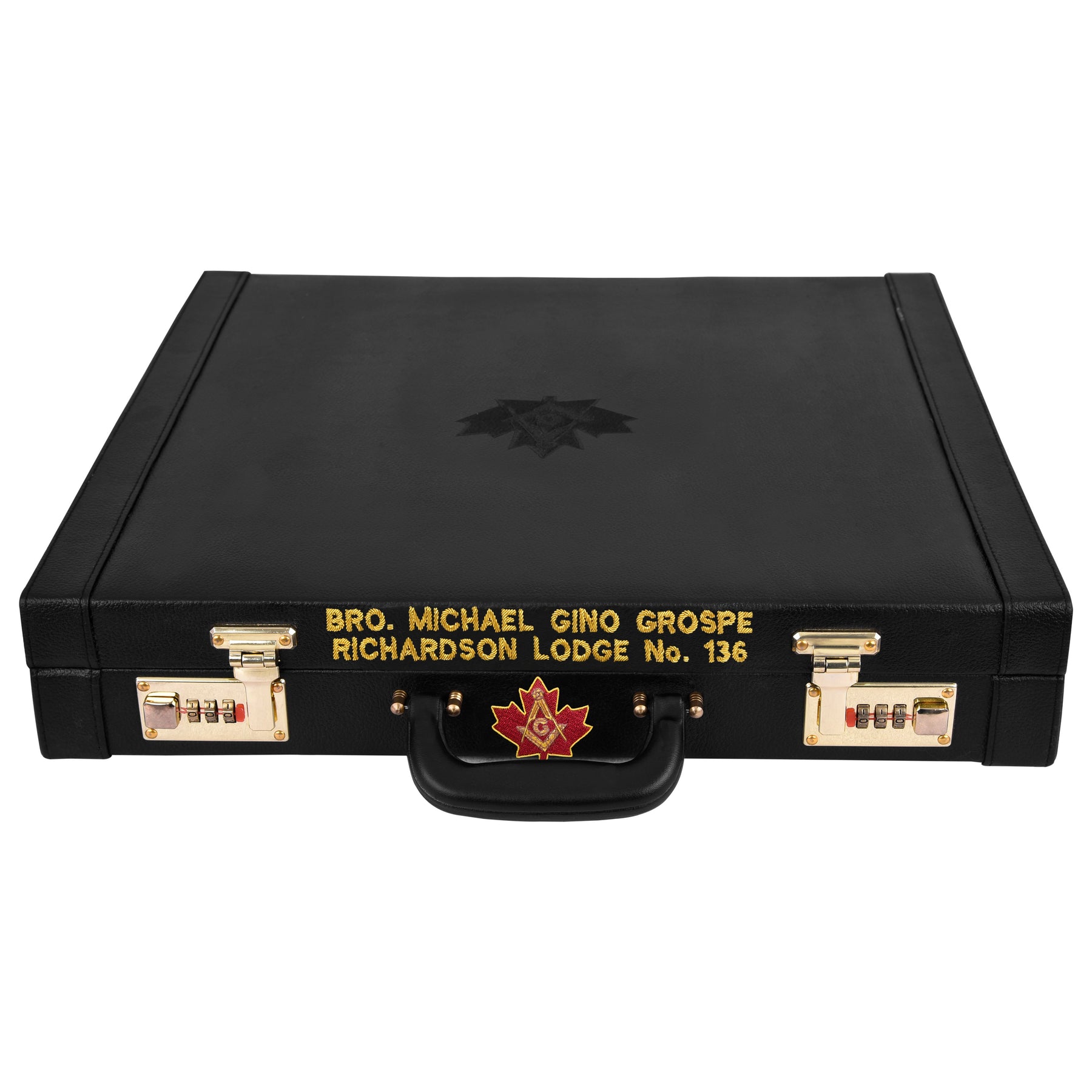 Master Mason Blue Lodge Canada Regulation Apron Case - Black Emblem Machine Embroidery Personalization Various Sizes & Materials