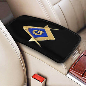 Master Mason Blue Lodge Car Armrest - Golden Square and Compass G - Bricks Masons