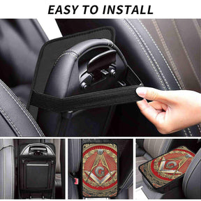 Master Mason Blue Lodge Car Armrest - Square and Compass G - Bricks Masons