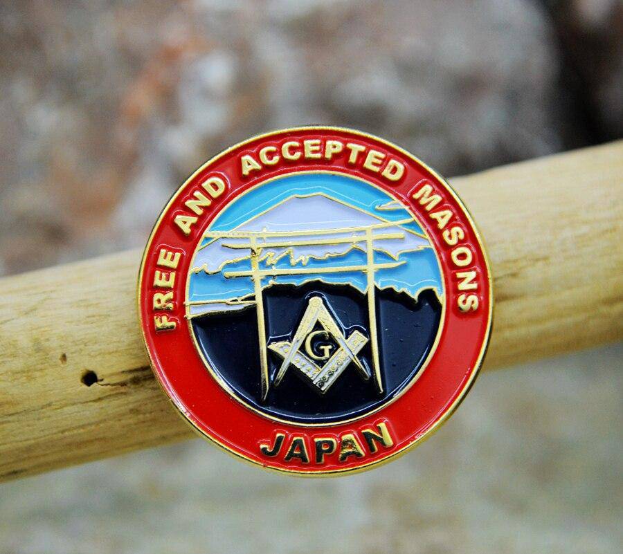 Master Mason Blue Lodge Car Emblem - Japan Fujiyama Free and Accepted Medallion - Bricks Masons