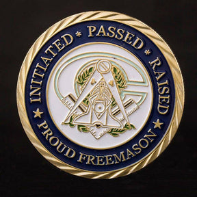 Master Mason Blue Lodge Coin - Faith Hope Charity Making Good Men Better Gold - Bricks Masons