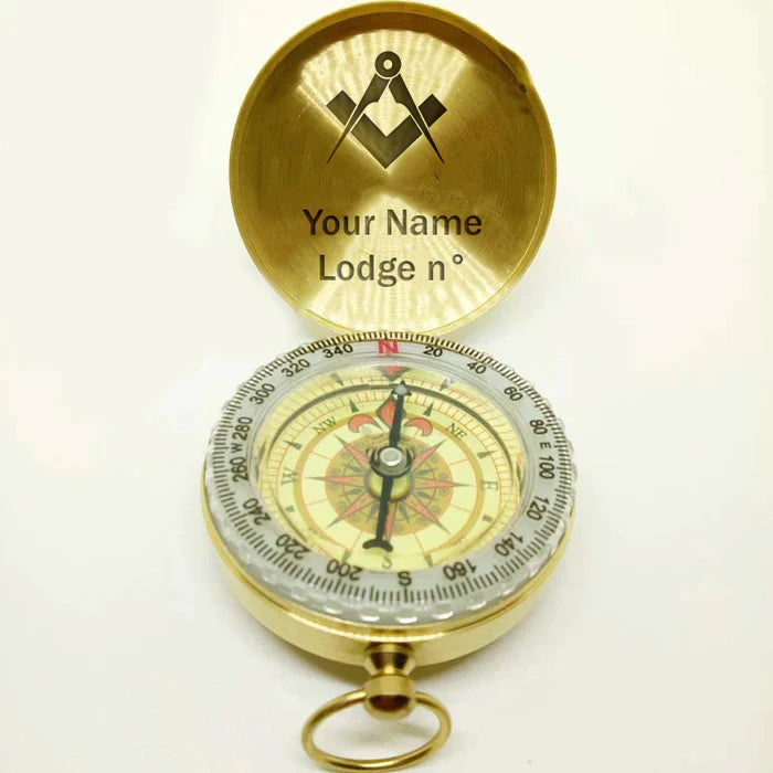 Master Mason Blue Lodge Compass - Gold Plating With Personalization - Bricks Masons