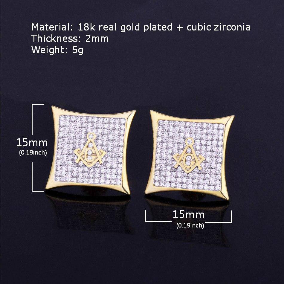 Master Mason Blue Lodge Earring - Gold & Silver Zirconia - Bricks Masons
