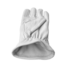 Master Mason Blue Lodge Gloves - White Leather with Yellow and Blue Square & Compass G - Bricks Masons