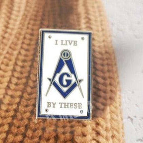 Master Mason Blue Lodge Lapel Pin - I Live By These - Bricks Masons