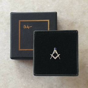 Master Mason Blue Lodge Lapel Pin - Sterling silver 925K Square & Compass - Bricks Masons