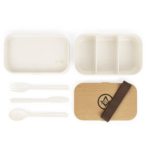 Master Mason Blue Lodge Lunch Box - Wooden Cover with Square & Compass G - Bricks Masons