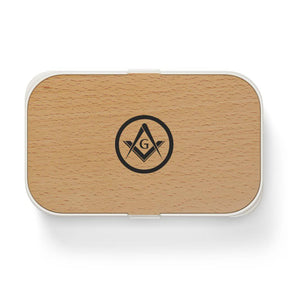Master Mason Blue Lodge Lunch Box - Wooden Cover with Square & Compass G - Bricks Masons