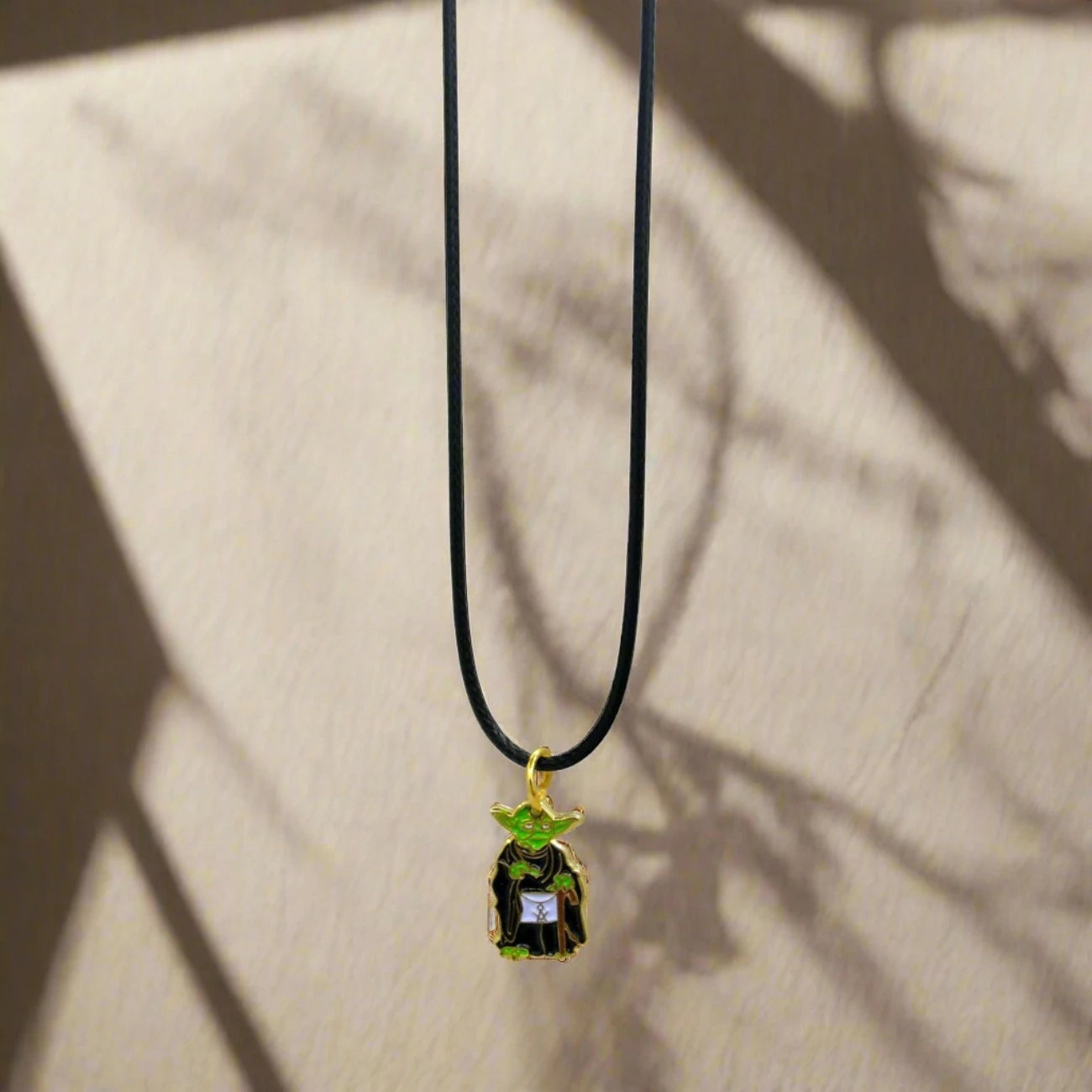 Master Mason Blue Lodge Necklace - Gold Plated Mason Apron Yoda Pendant With Leather Chain