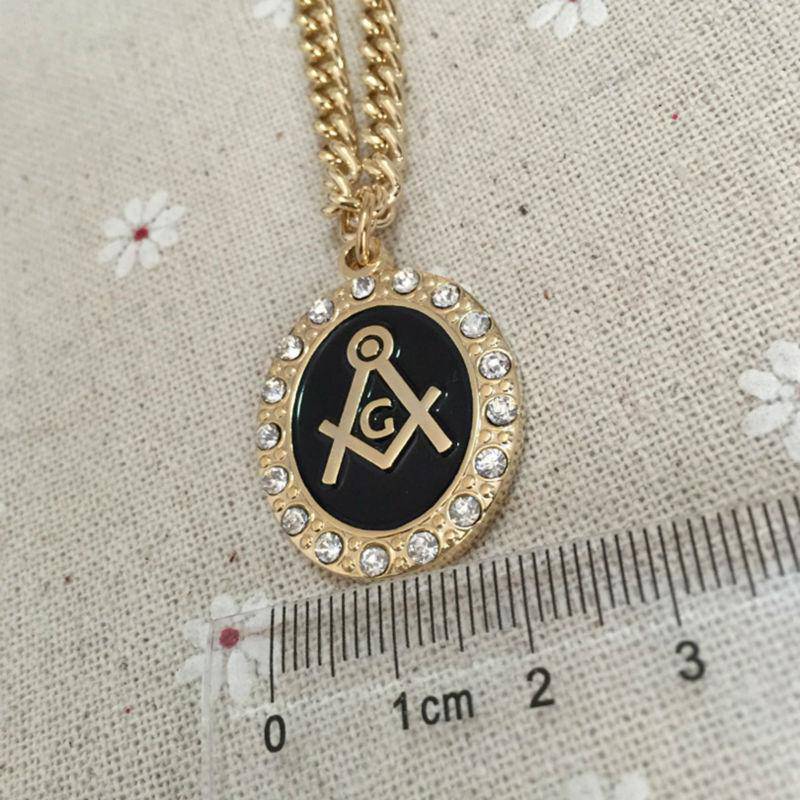 Master Mason Blue Lodge Necklace - Square and Compass G Zirconia - Bricks Masons