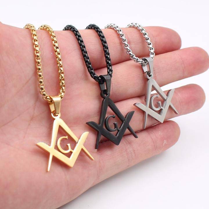 Master Mason Blue Lodge Necklace - Stainless Steel Gold, Silver, Black - Bricks Masons
