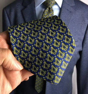 Master Mason Blue Lodge Necktie - Gold Square & Compass - Bricks Masons