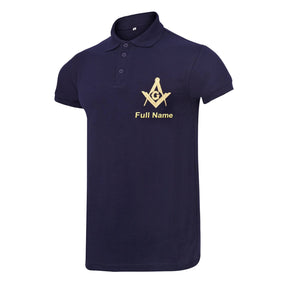 Master Mason Blue Lodge Polo Shirt - Customizable Blue Color True Cotton - Bricks Masons