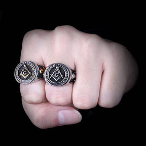 Master Mason Blue Lodge Ring - Compass and Square G Vintage - Bricks Masons
