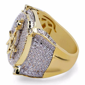 Master Mason Blue Lodge Ring - Cubic Zirconia Copper Gold - Bricks Masons