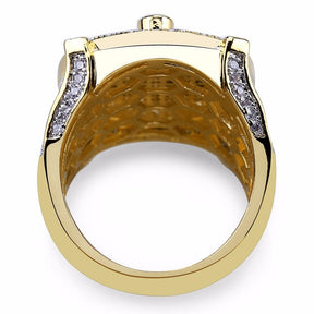 Master Mason Blue Lodge Ring - Cubic Zirconia Copper Gold - Bricks Masons