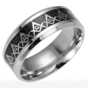 Master Mason Blue Lodge Ring - Square & Compass Opalite - Bricks Masons