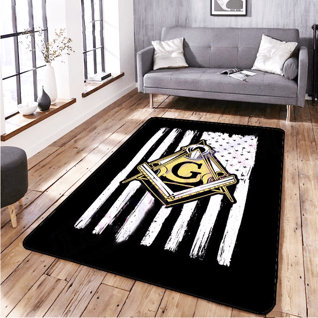 Master Mason Blue Lodge Rug - Black & White - Bricks Masons