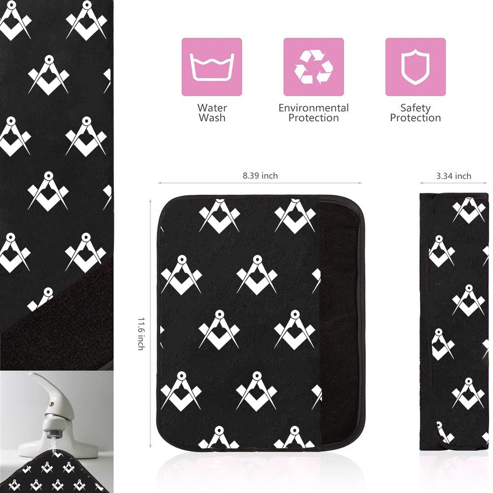 Master Mason Blue Lodge Seatbelt Cover - White & Gold - Bricks Masons