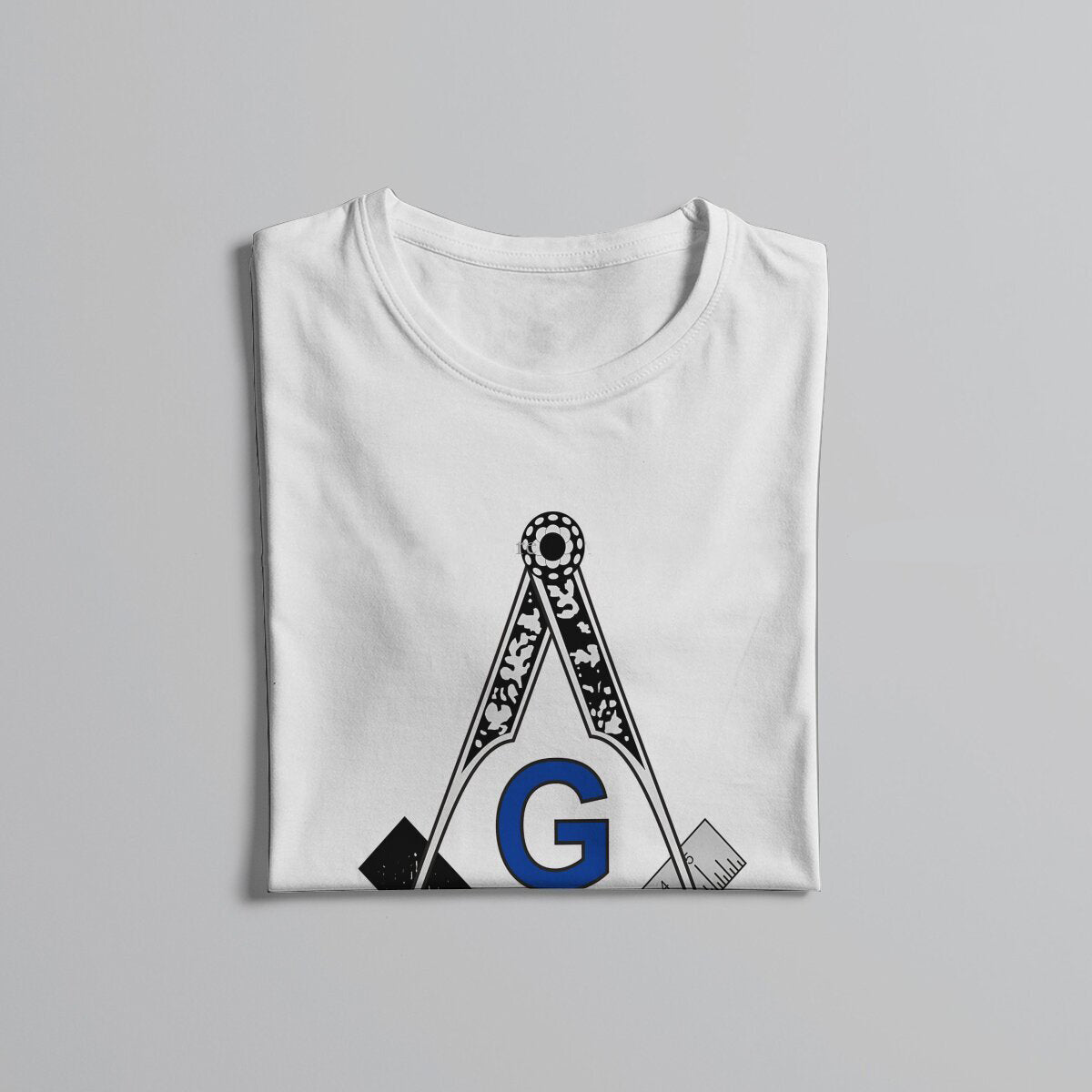 Master Mason Blue Lodge T-shirt -  Black White Blue Polyester Square & Compass G - Bricks Masons