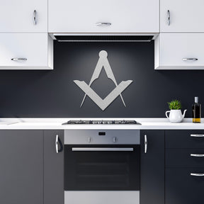 Master Mason Blue Lodge Wall Monogram - Square and Compass Die Cut Metal - Bricks Masons