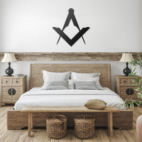 Master Mason Blue Lodge Wall Monogram - Square and Compass Die Cut Metal - Bricks Masons