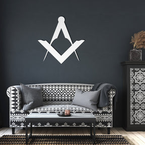 Master Mason Blue Lodge Wall Monogram - Square and Compass Die Cut Metal - Bricks Masons