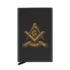 Master Mason Blue Lodge Wallet - Faith Hope Charity, Popup Credit Card - Bricks Masons