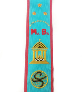 Master Mason Scottish Rite Sash - 3 Stars Bullion Embroidery - Bricks Masons