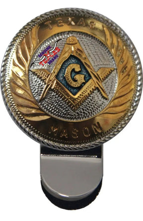 Master Mason Blue Lodge Money Clip - Texas Mason Gold Square & Compass G