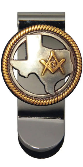 Master Mason Blue Lodge Money Clip - Texas Masons Square & Compass G