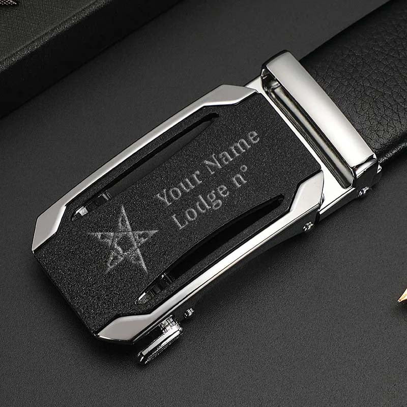 OES Belt - Black Leather - Bricks Masons