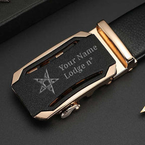 OES Belt - Black Leather - Bricks Masons