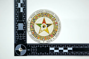 OES Car Emblem - Myra Grand Chapter Youth Fraternities Round Medallion - Bricks Masons