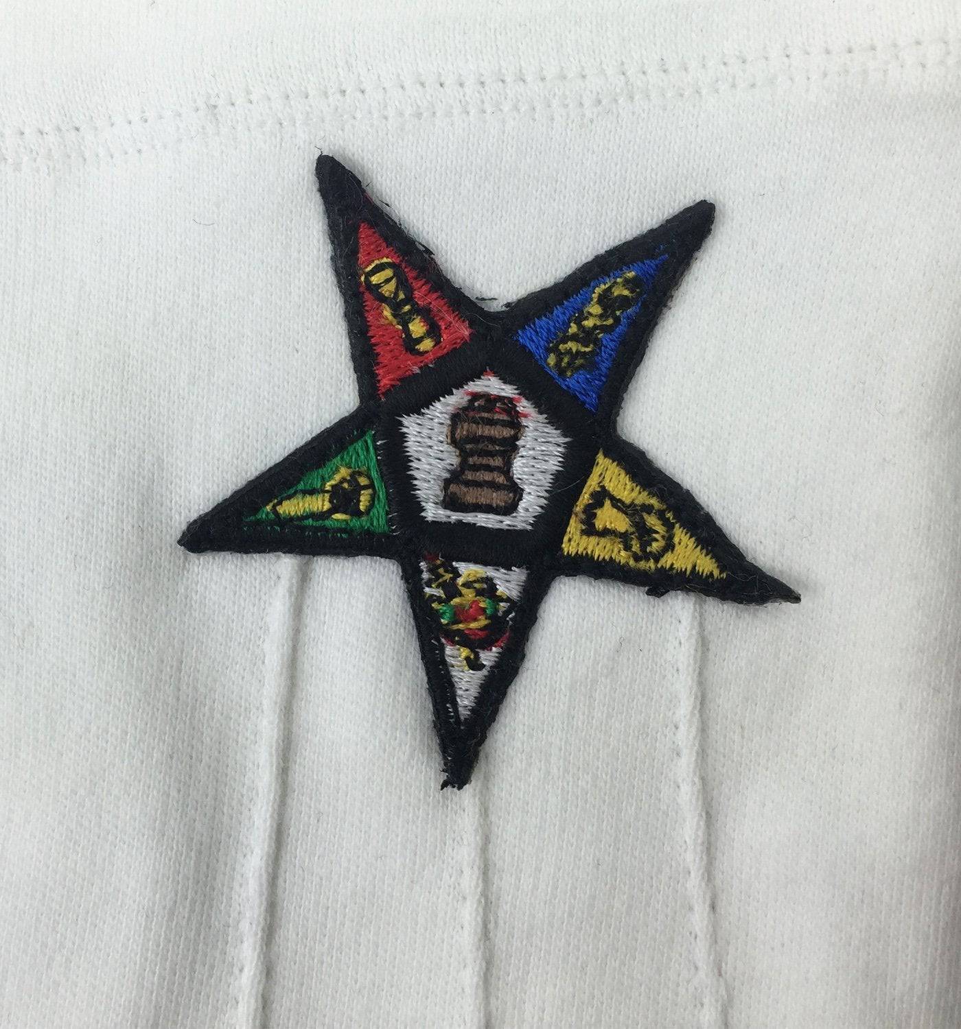 OES Gloves - White Cotton Machine Embroidered Emblem - Bricks Masons