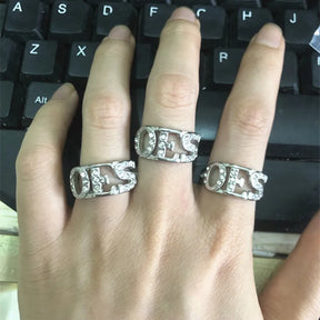 OES Ring - Stainless Steel With Rhinestones - Bricks Masons