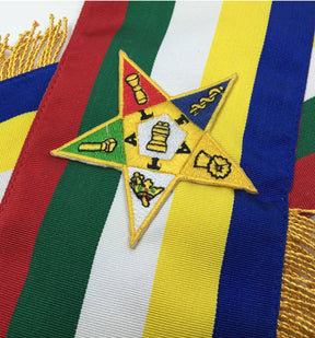 OES Sash - Five Color Moire Ribbon - Bricks Masons