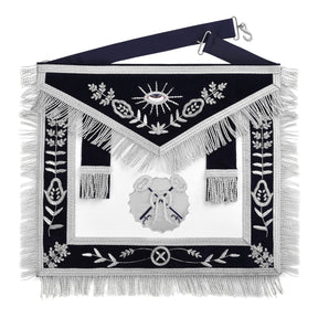 Officers Blue Lodge Officer Apron Set - Navy Velvet Machine Embroidery (Set of 14) - Bricks Masons