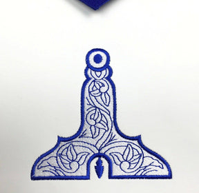 Officers Blue Lodge Officer Apron Set - Royal Blue Ribbon Machine Embroidery (Set of 15) - Bricks Masons