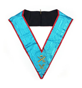 Officers Memphis Misraim French Regulation Officer Collar Set - Turquoise Machine Embroidery - Bricks Masons