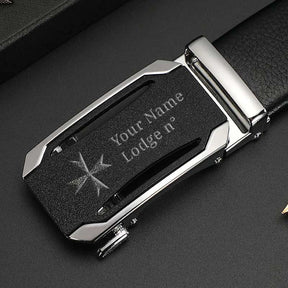 Order Of Malta Commandery Belt - Black Leather - Bricks Masons