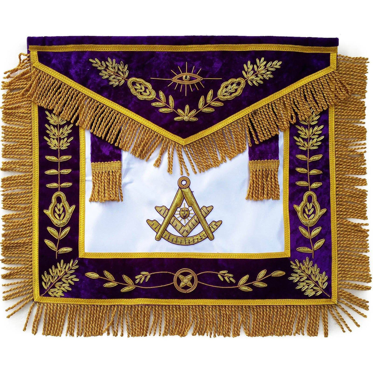 Past Master Blue Lodge Apron - Purple Velvet - Bricks Masons