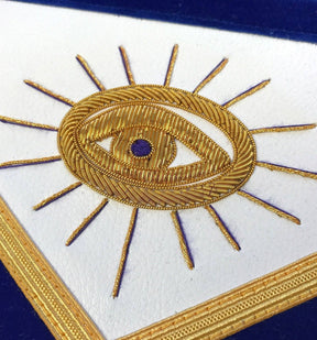Past Master Blue Lodge Apron - Purple Velvet with Gold Hand Embroidery - Bricks Masons
