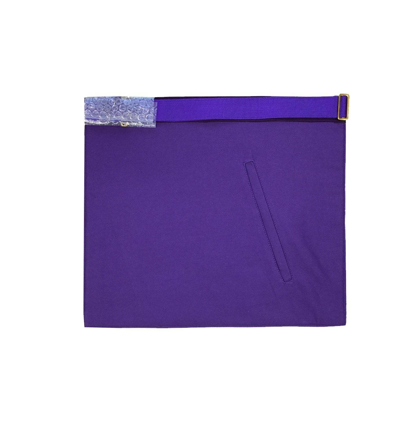 Past Master Blue Lodge Apron - Purple with Gold Hand Embroidery - Bricks Masons