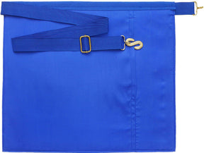 Past Master Blue Lodge Apron - Royal Blue Grosgrain  with Blue Hand Embroidery - Bricks Masons