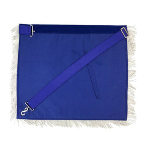 Past Master Blue Lodge Apron - White & Blue Hand Embroidery - Bricks Masons