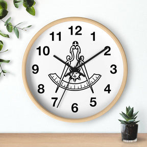Past Master Blue Lodge Clock - Wooden Frame - Bricks Masons