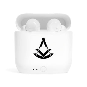 Past Master Blue Lodge Earbud - Black & White - Bricks Masons