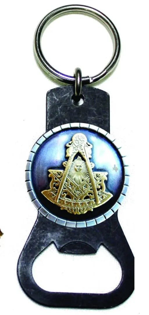 Past Master Blue Lodge Bottle Opener - Aluminium Metal Keychain - Bricks Masons