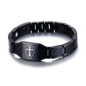 Knights Templar Commandery Bracelet - Cross Carbon Fiber Magnetic